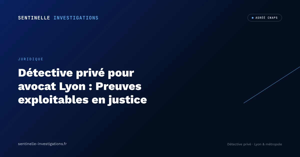 Détective privé pour avocat Lyon : Preuves exploitables en justice