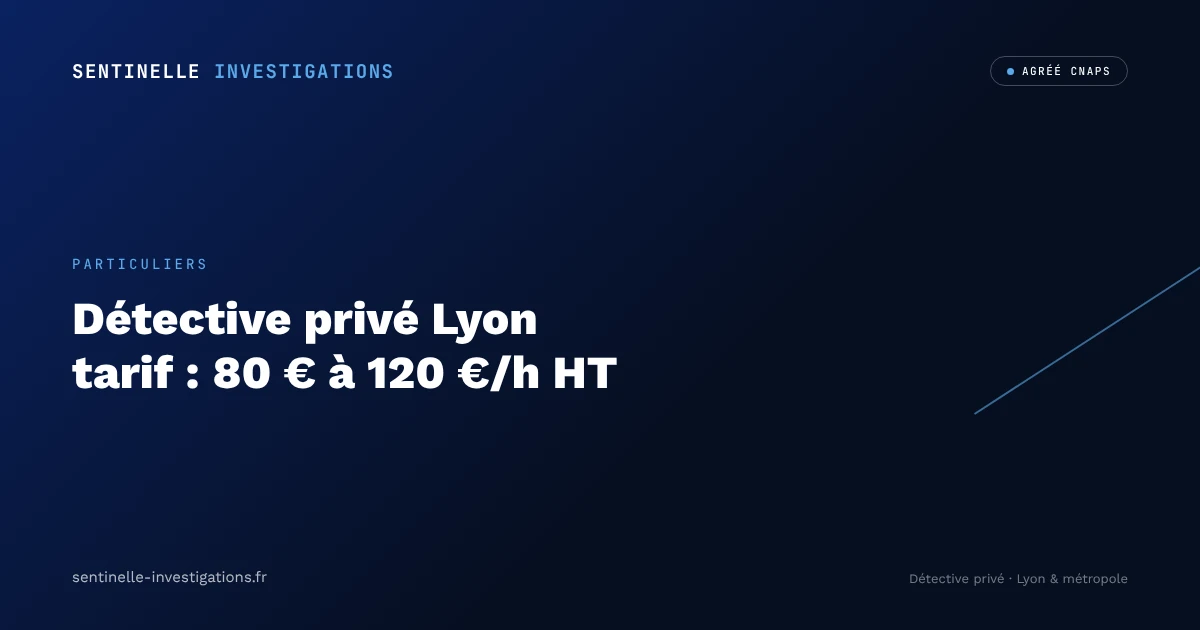 Détective privé Lyon tarif : 80 € à 120 €/h HT