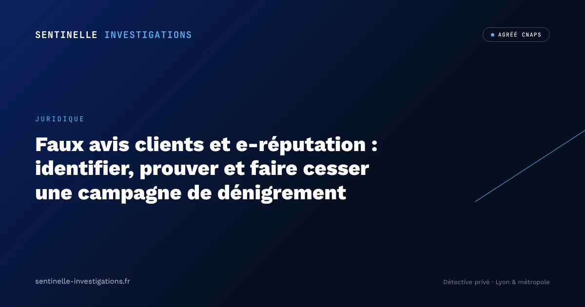 Faux avis clients et e-réputation : identifier, prouver et faire cesser une campagne de dénigrement