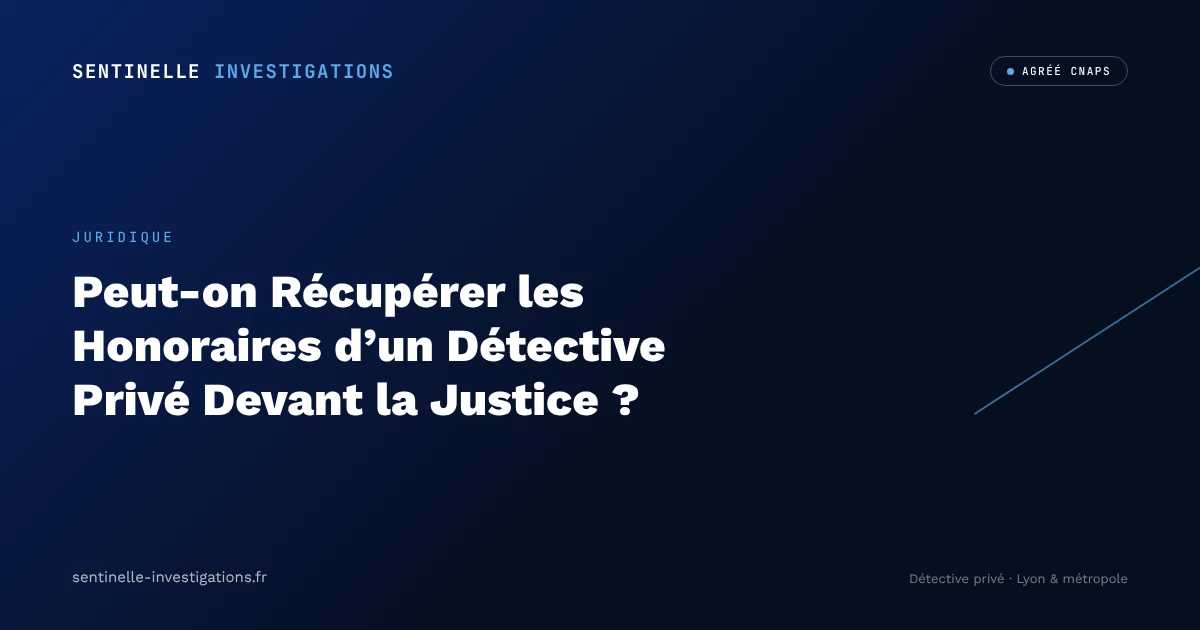 Peut-on Récupérer les Honoraires d'un Détective Privé Devant la Justice ?